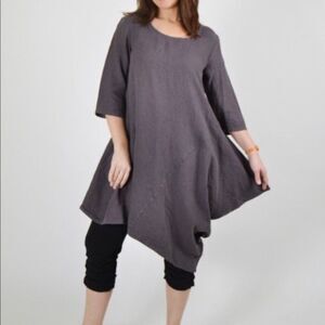 Bryn Walker Purple Lagenlook Asymmetrical 3/4 Sleeve Dress Size Small